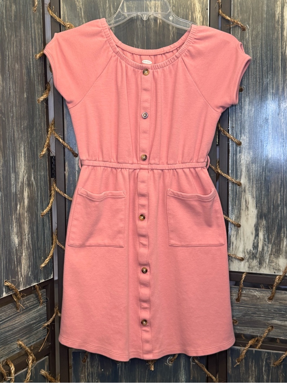Old Navy Coral Pink Button-Front look  Cotton Dress